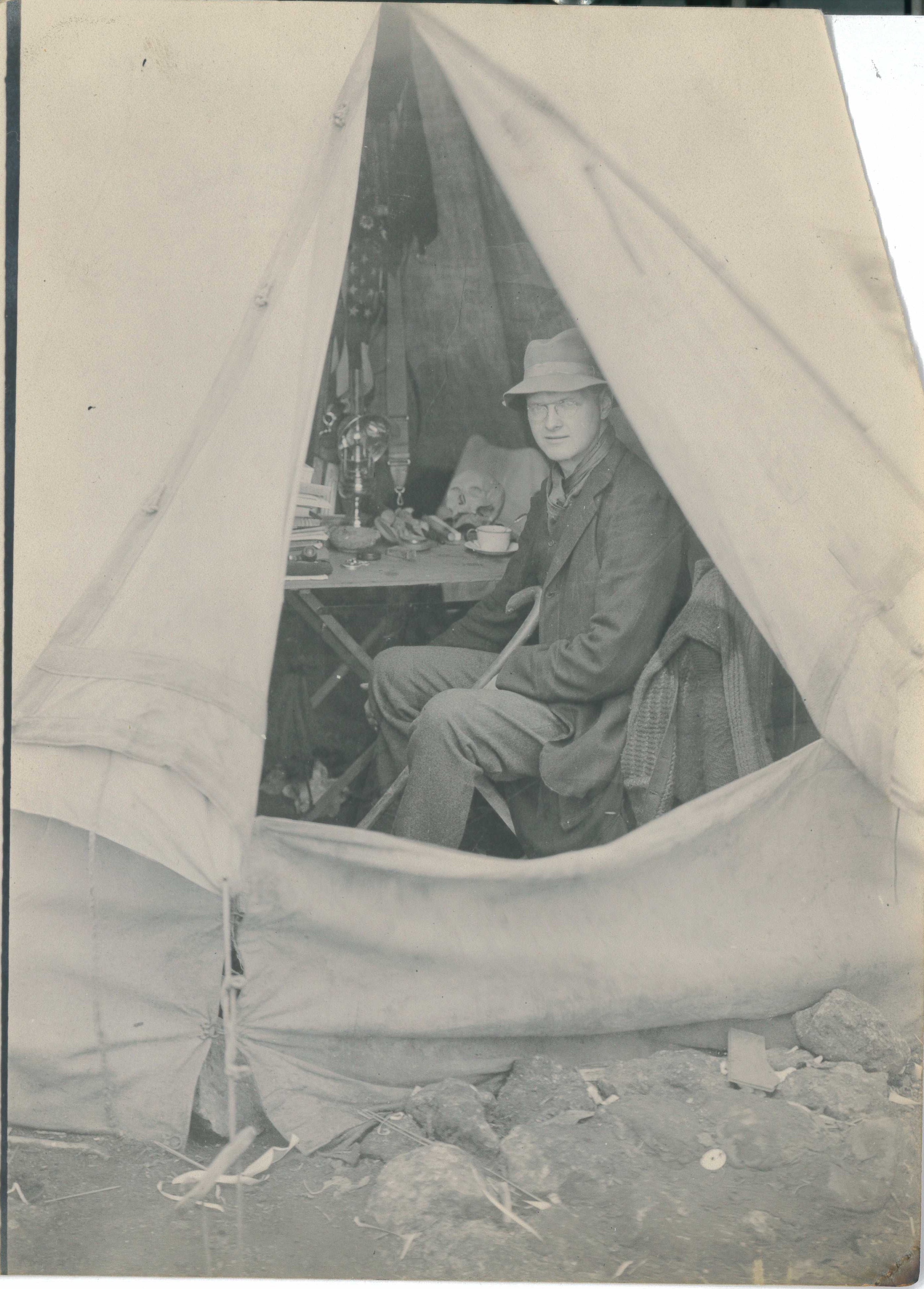Richard Sladden in his tent, Cyrene, Feb. 1911