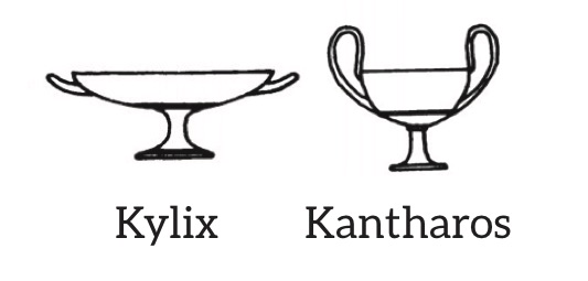 line drawings of different Greek vase shapes