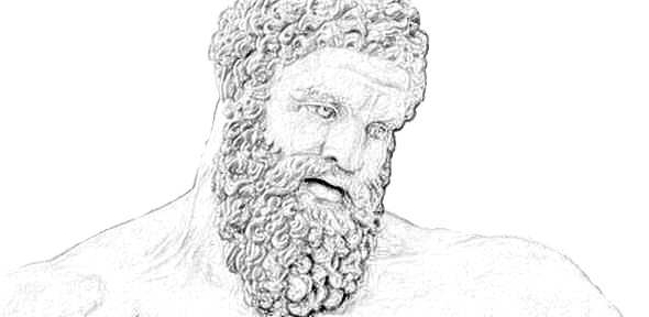 bearded man looking down (Farnese Hercules)
