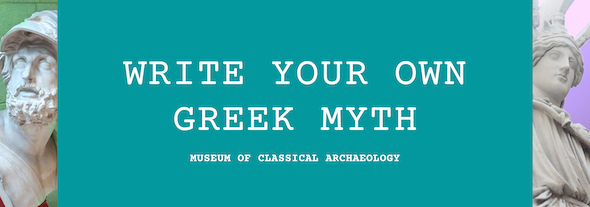 Write your own greek myth on green background