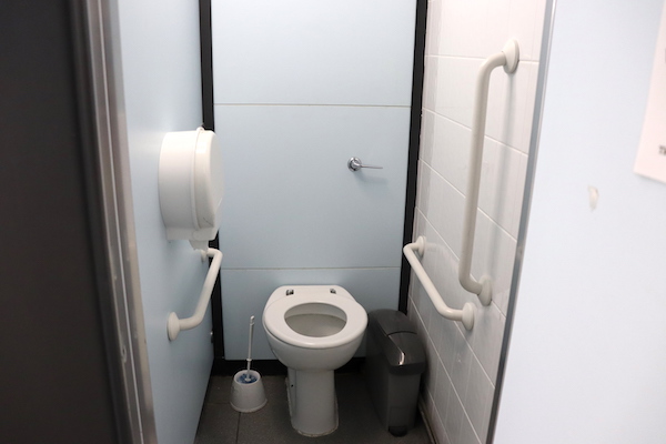 ambulatory toilet fitted with handrails