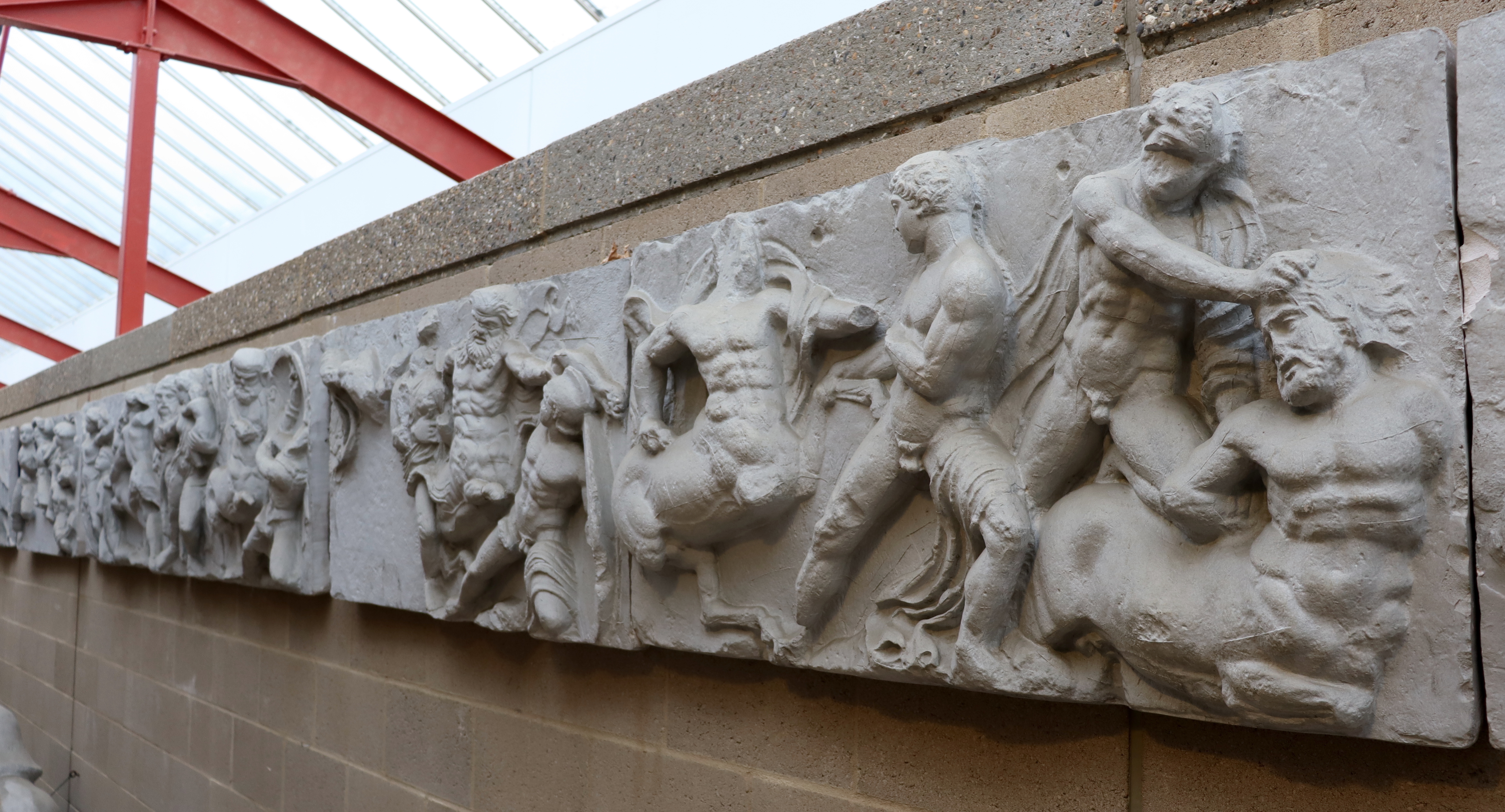 view of Bassai frieze with fighting centaurs