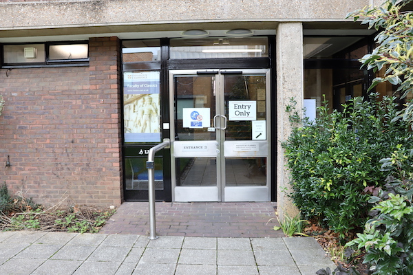 step-free entrance with ramp and handrail