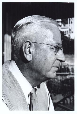 black and white photo of George Bean in profile