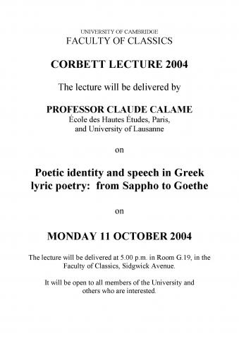 Corbett Lecture 2004