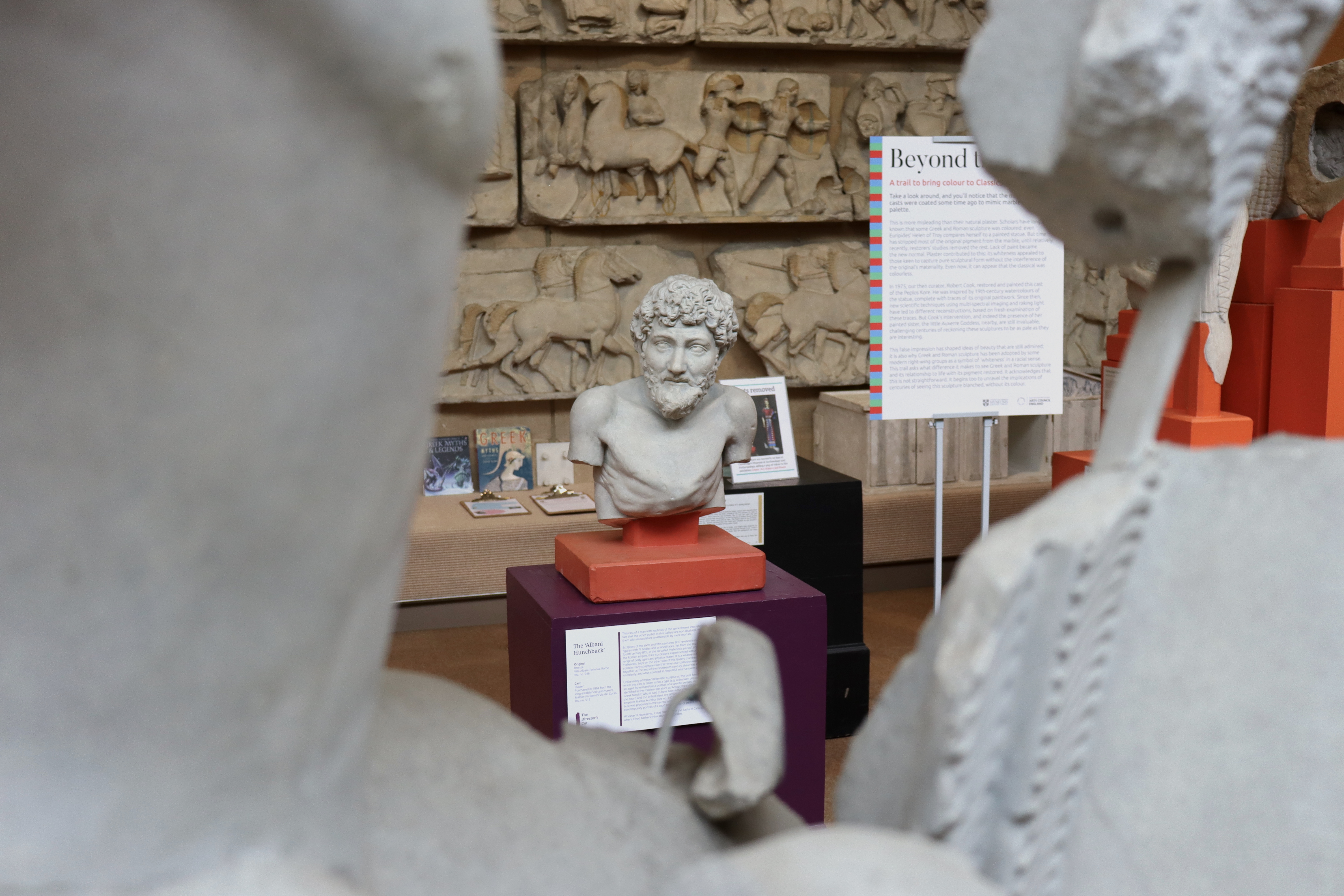 plaster cast of Albani hunchback, bust of bearded male figure with hunched back