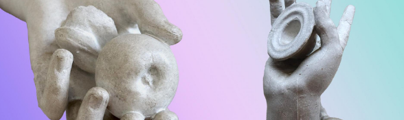 Close up of statues hands
