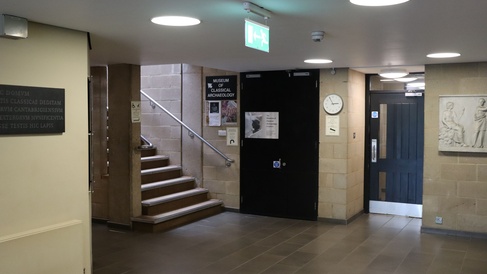 Classics Faculty foyer with doors and stairs