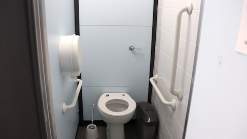 There are ambulatory toilets in both the mens and ladies toilets at the main entrance
