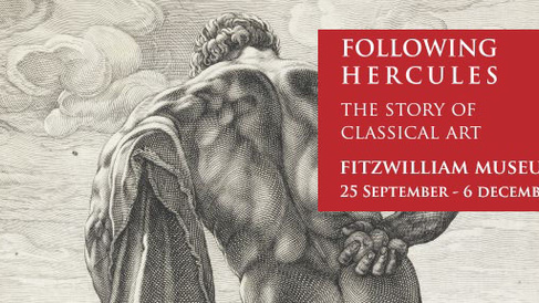 Following Hercules: Black and white engraving of naked Farnese Hercules from behind