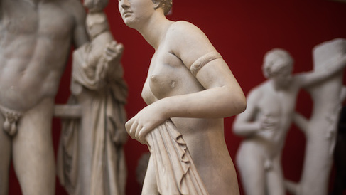 naked statues of aphrodite and male gods in cast gallery