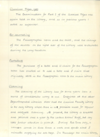 Extract from the 1952 Classics Library Report.
