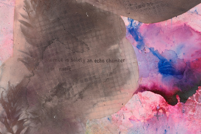 a heavily pregnant female body against a splashy pink background