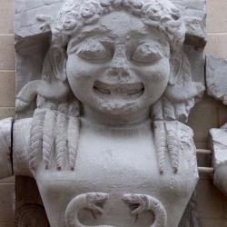 Carved pediment depicting Medusa