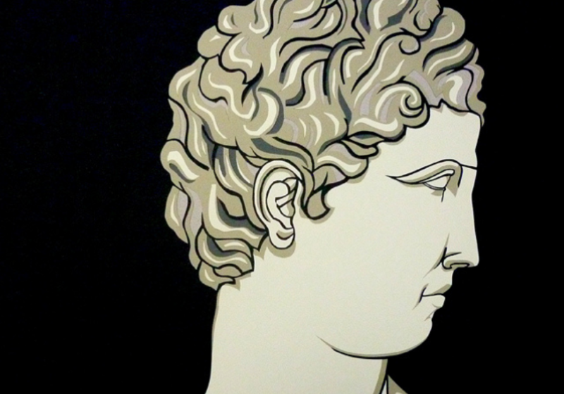 cut paper version of head of apollo