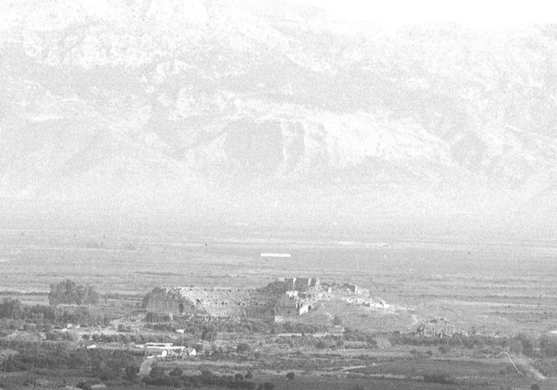 landscape view of plane with mountains in background (Turkey)