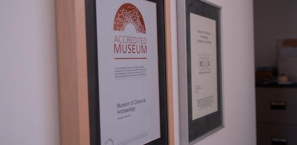 Accreditation certificates on the wall