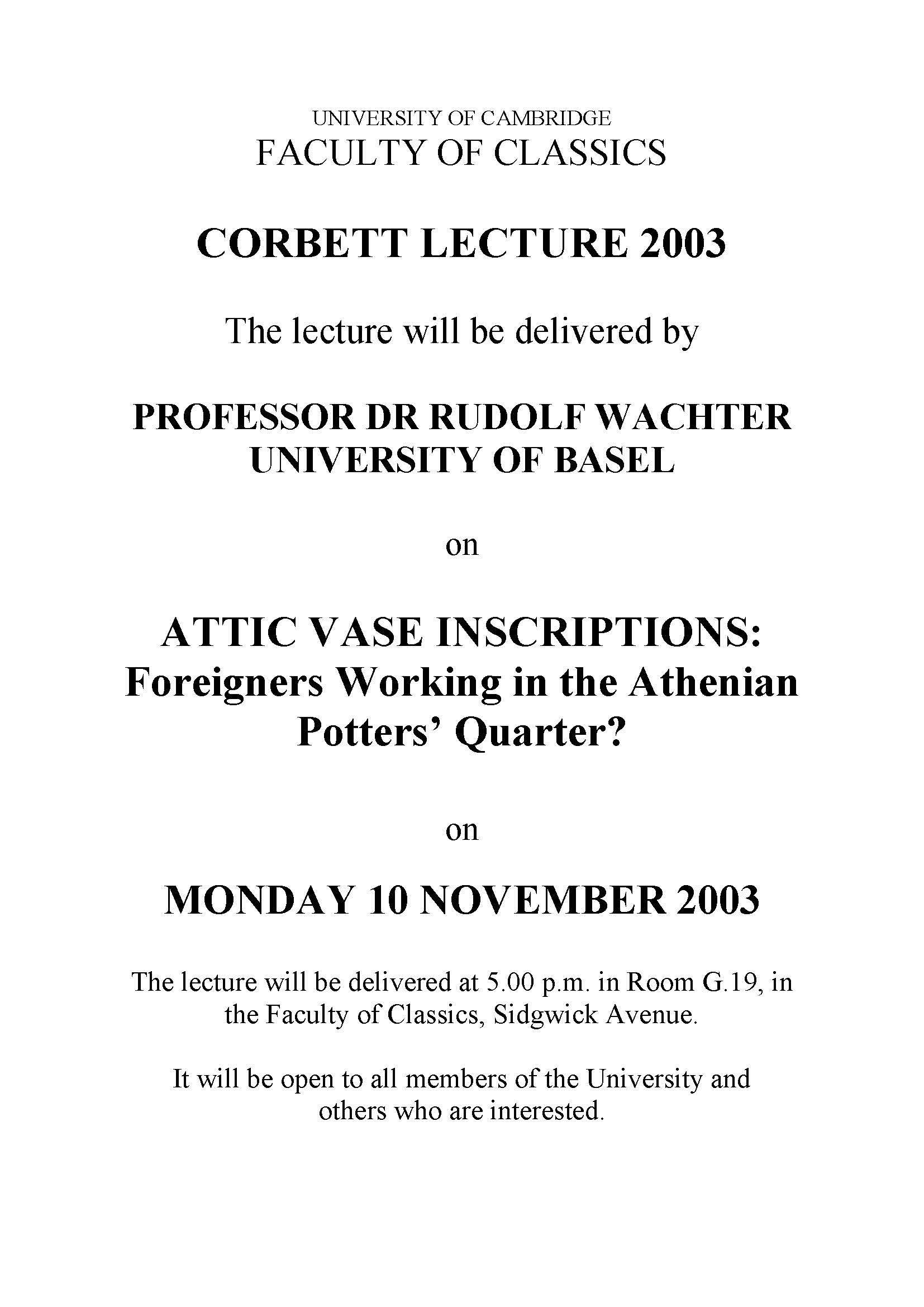 Corbett Lecture 2003