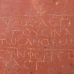 The poem preserved in a graffito from an upper-storey room in Cartagena Spain (2nd to 3rd century CE). Image courtesy of José Miguel Noguera Celdrán