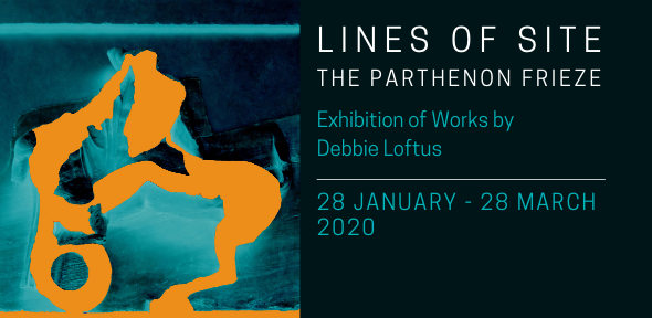 Lines of Site: The Parthenon Frieze, abstract orange and teal artwork
