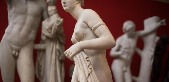naked statues of aphrodite and male gods in cast gallery